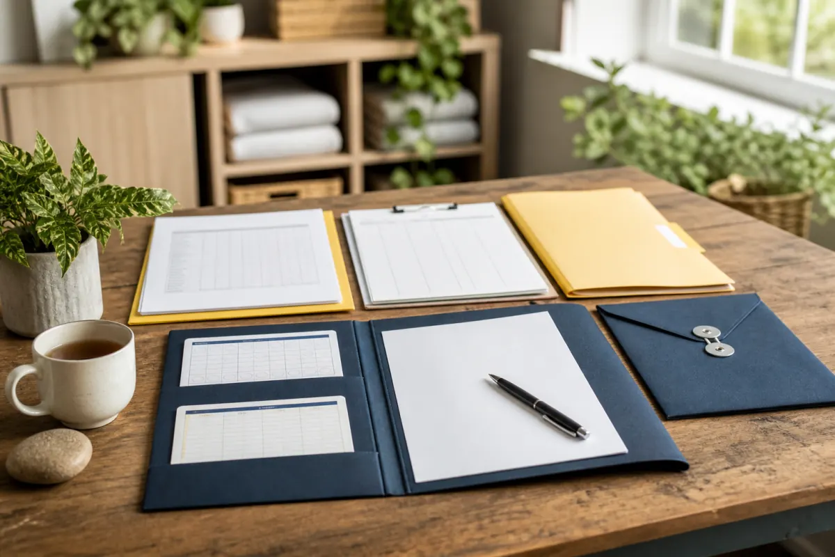 Wellness package agreement, attendance cards, payment receipt, and communication file